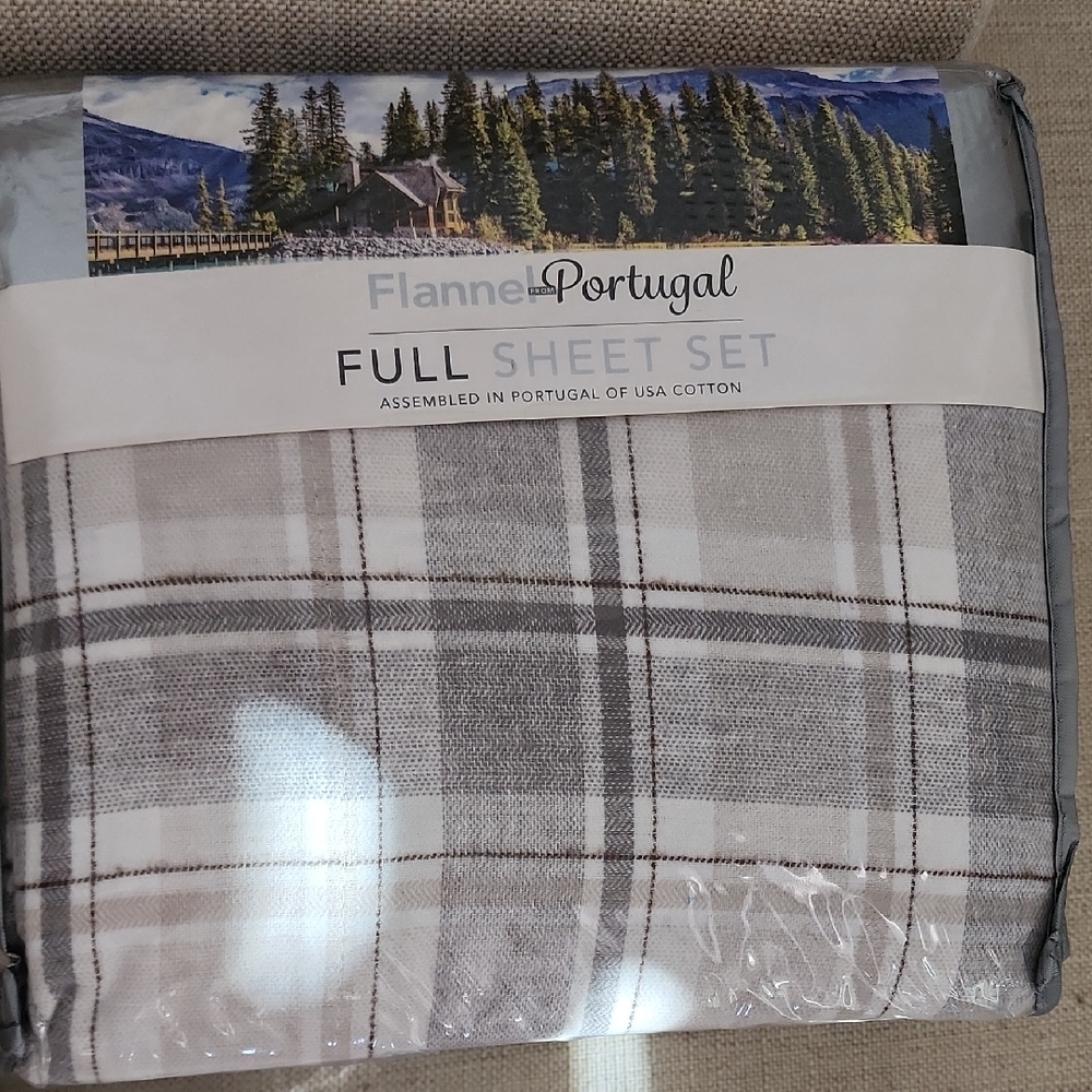 Flannel Full Sheet Set - Classic Gray 100% Cotton NWT
